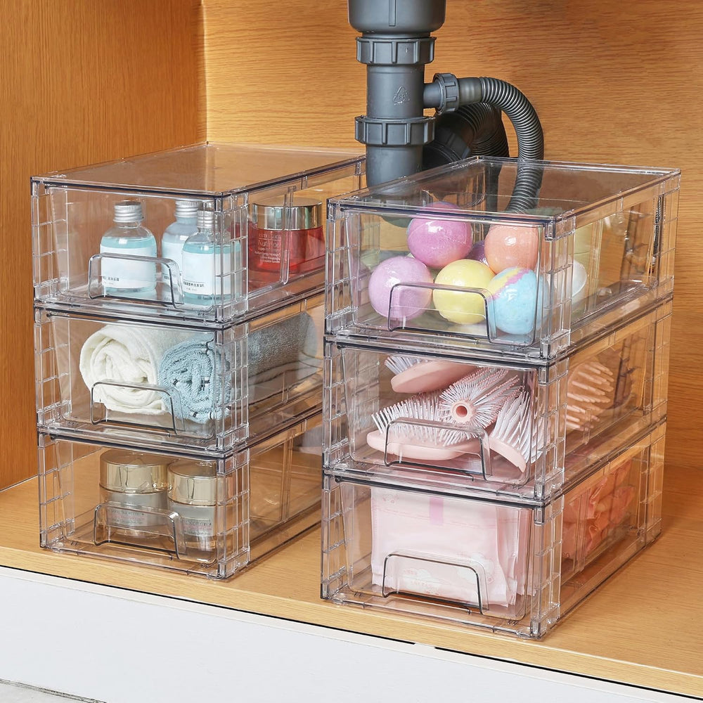 Vtopmart 8 Pack Stackable Clear Drawer with Dividers