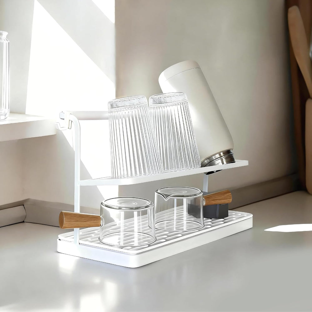 2-Tier Water Bottle Drying Rack for Countertop - Large Carbon Steel Cup Mug O...