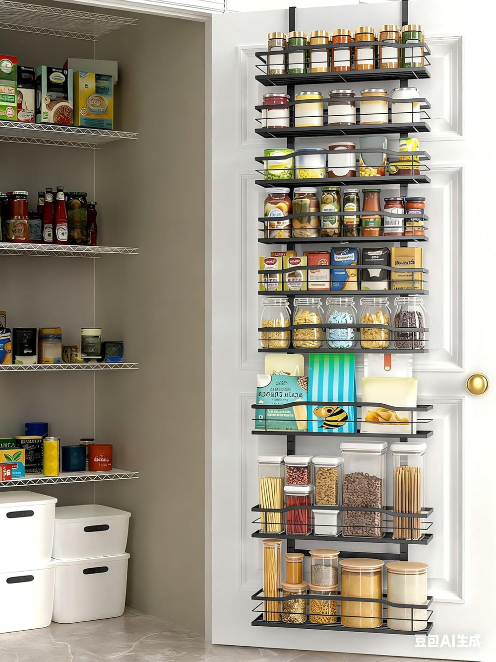 Moforoco 9-Tier Over The Door Pantry Organizer, Pantry Organization and Stora...