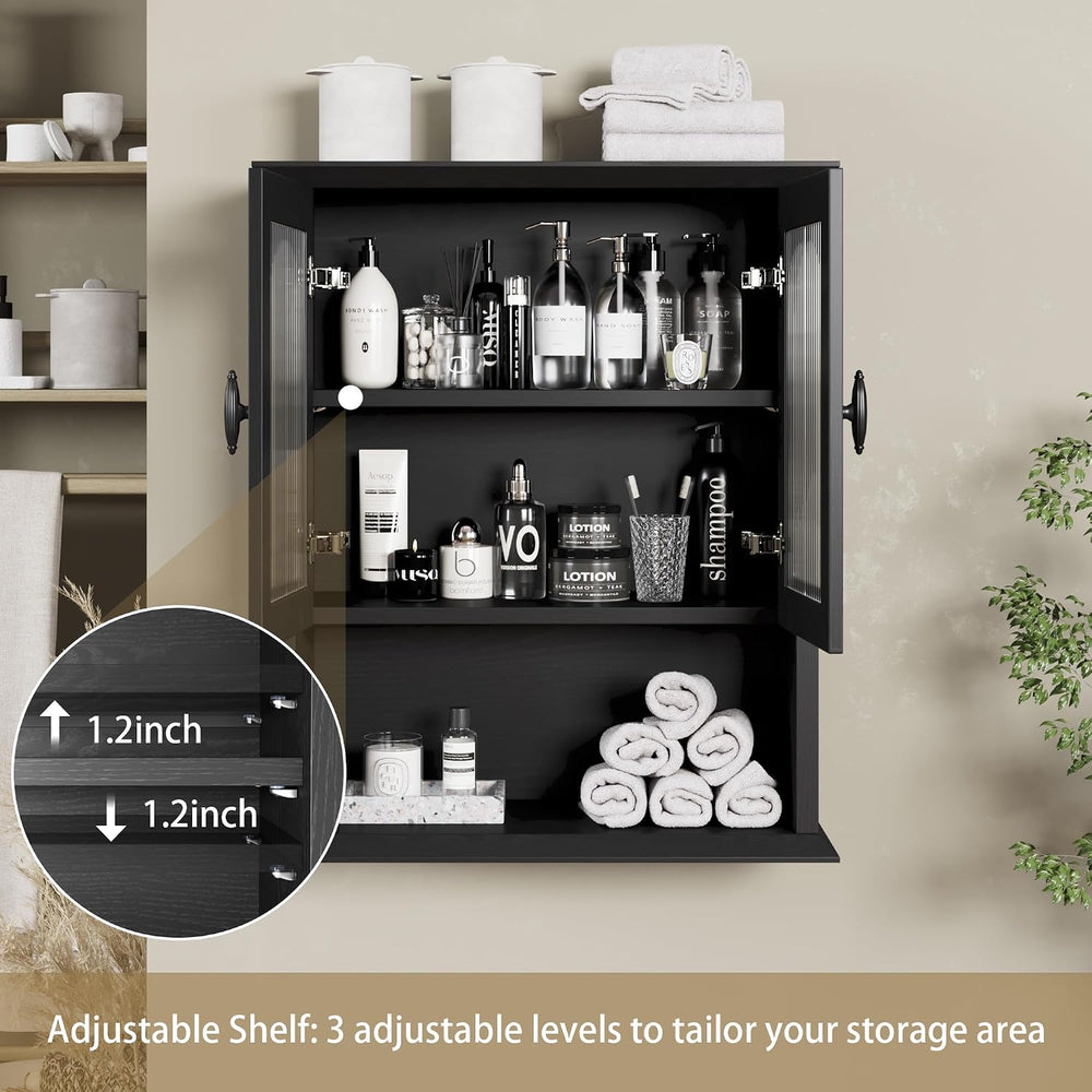 CJL Bathroom Wall Cabinet with Fluted Door, 18.9'' x 23.6'', ...