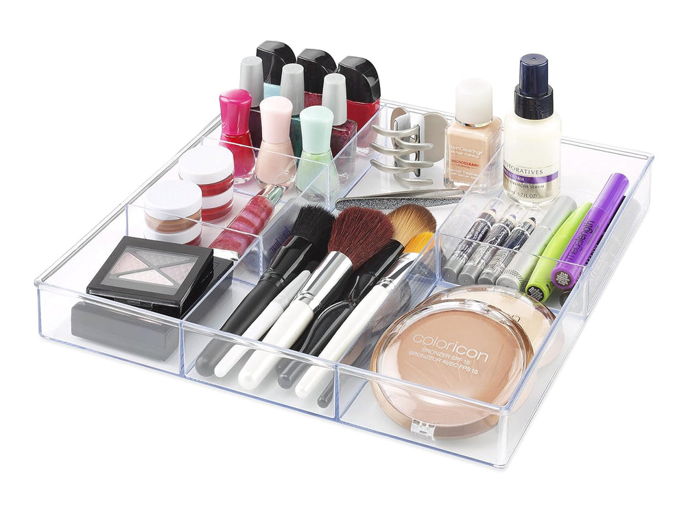 Whitmor Clear 6-Section Drawer Organizer | For Makeup & Accessories | Stu...