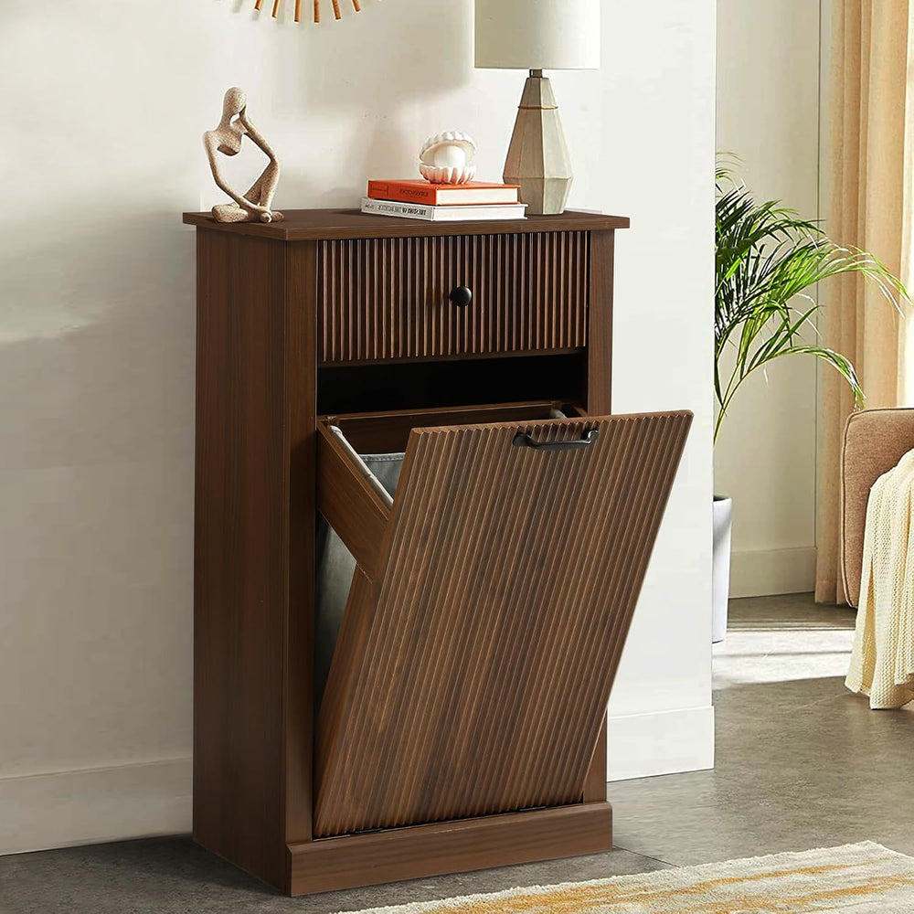 36" H Tilt Out Laundry Hamper Cabinet, Modern Fluted Trash Can Cabinets ...