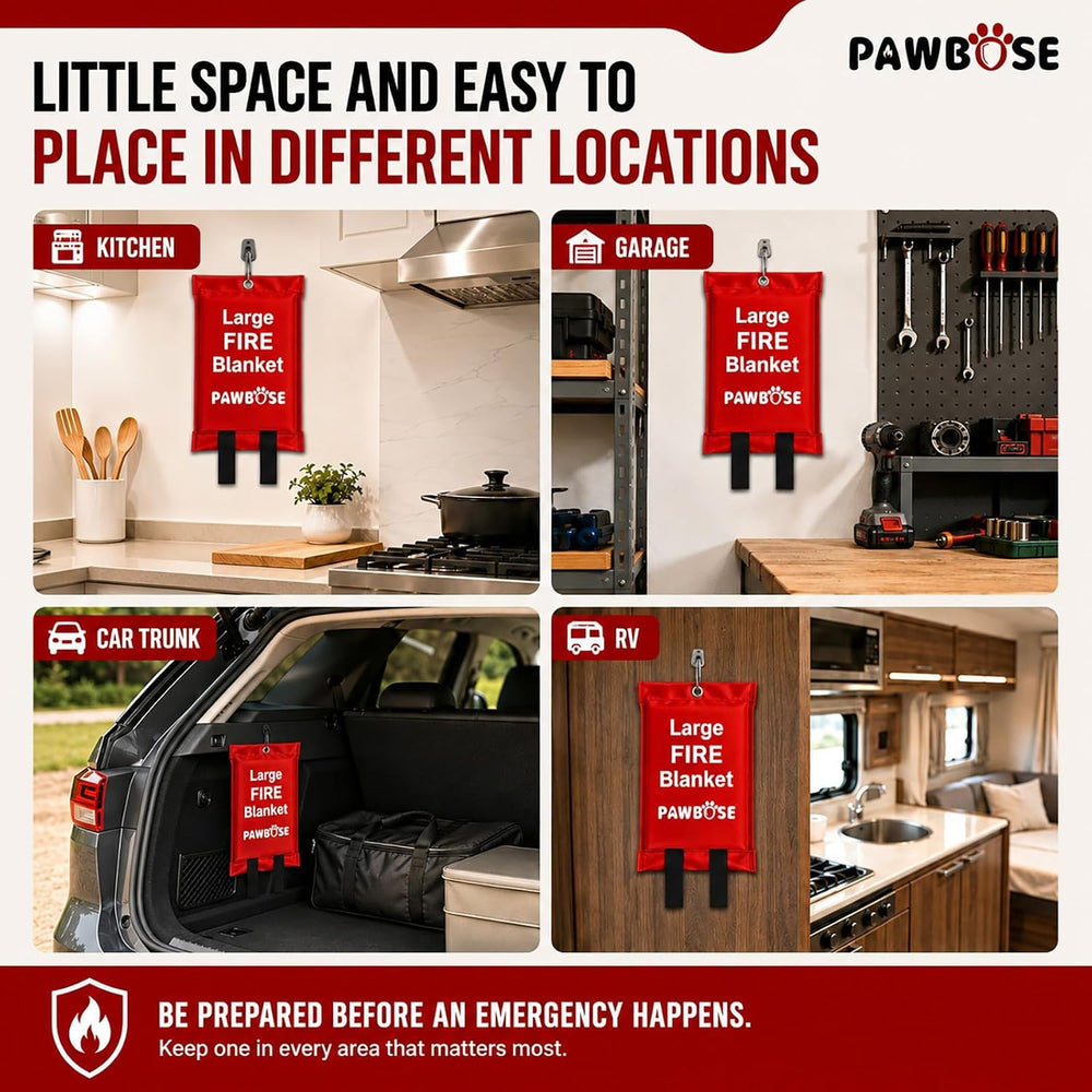 PAWBOSE Emergency Fire Blanket 6.6'×9.8' – Heavy Duty Flame Retardant...
