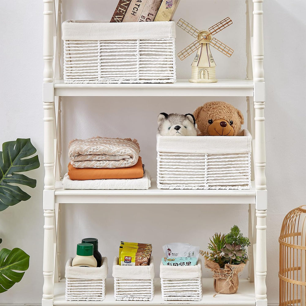 Vagusicc Wicker Storage Basket, Hand-Woven Paper Rope Woven Baskets, Rectangu...