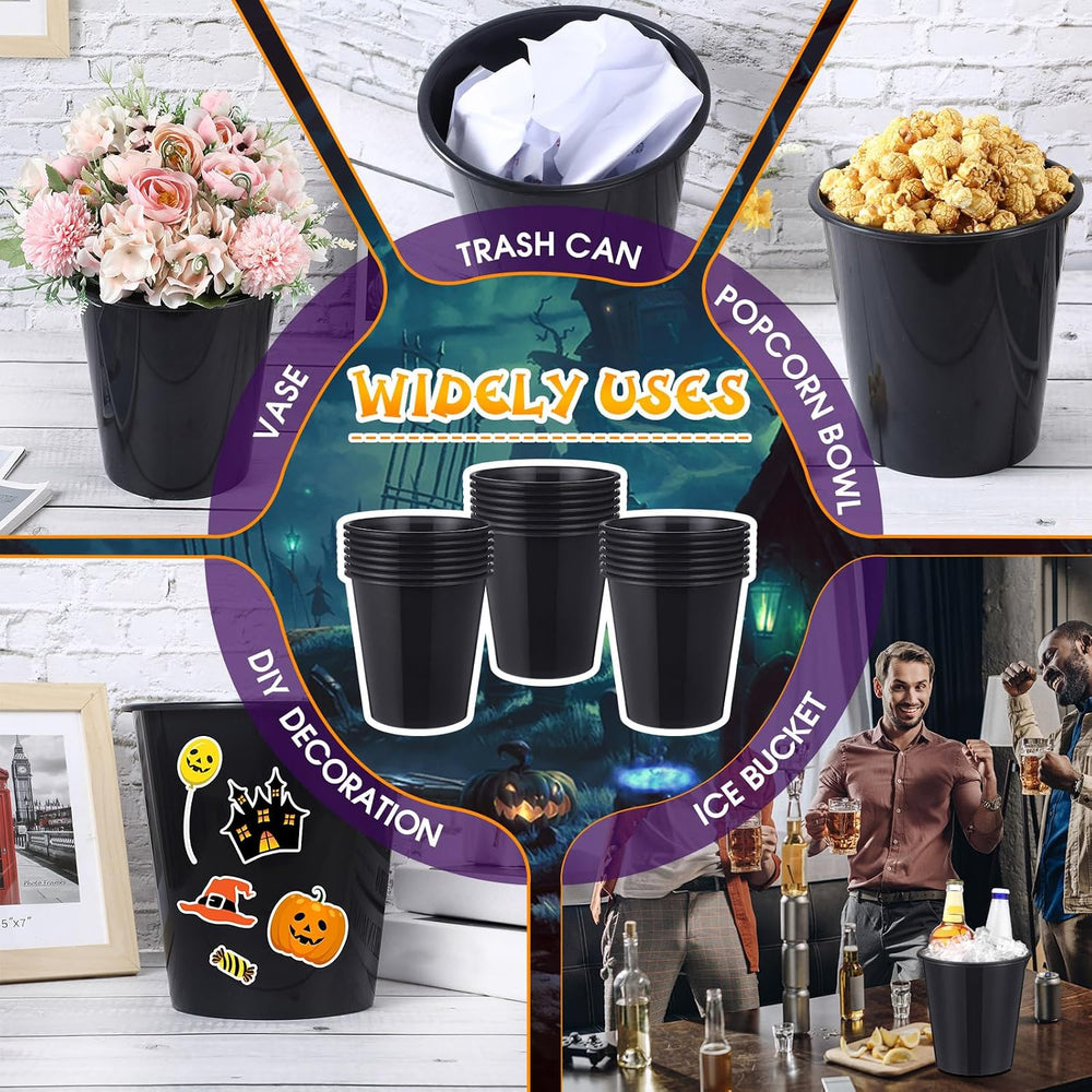 24 Pcs Plastic Ice Buckets for Parties 3 Liters Wine Bucket, Black