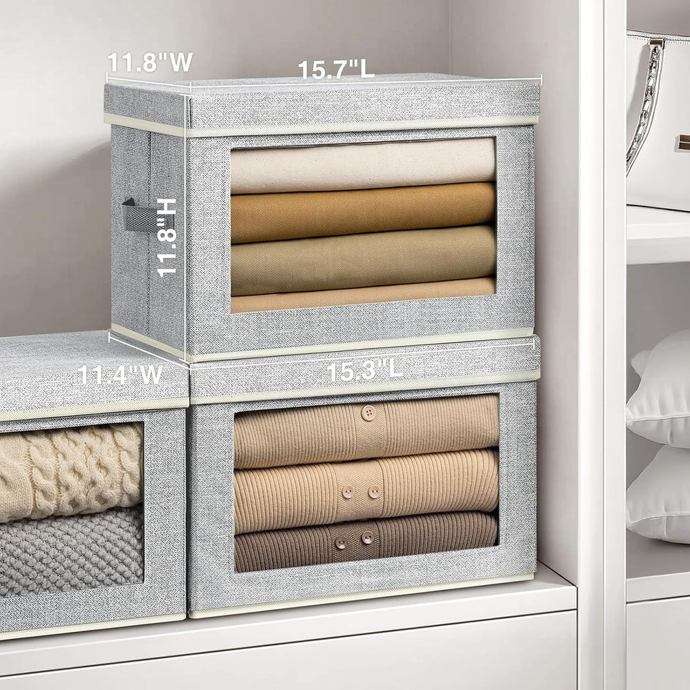 Homsorout Fabric Storage Bins with Lids, Large Storage Cubes with Window, Fab...