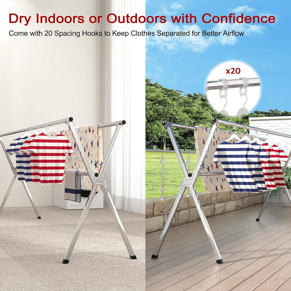 Clothes Drying Rack, Heavy-Duty Folding Laundry Drying Rack for Indoor Outdoo...