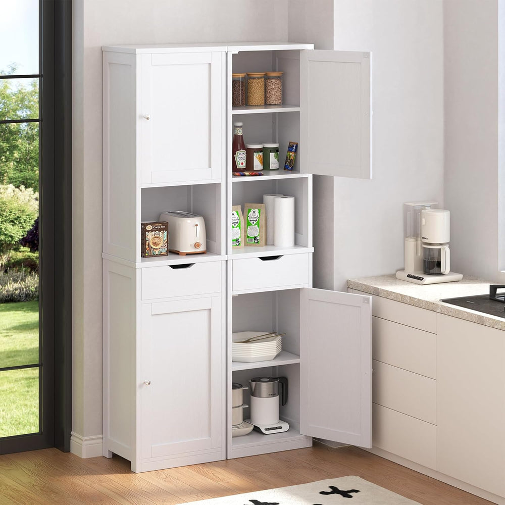 Vongrasig 64”Tall Narrow Slim Bathroom Storage Cabinet with 2 Doors, White