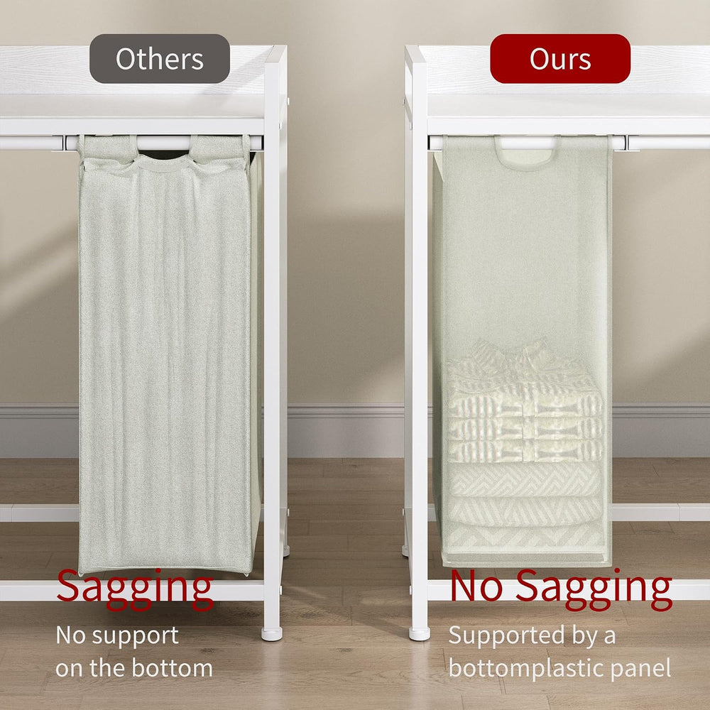 Herture Laundry Hamper with Shelf, Laundry Basket 4 Section, Laundry Sorter w...