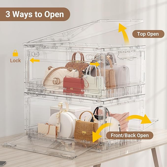 BROVIEW Clear Stackable Storage Bins Drawers, Open Front Large Plastic Storag...