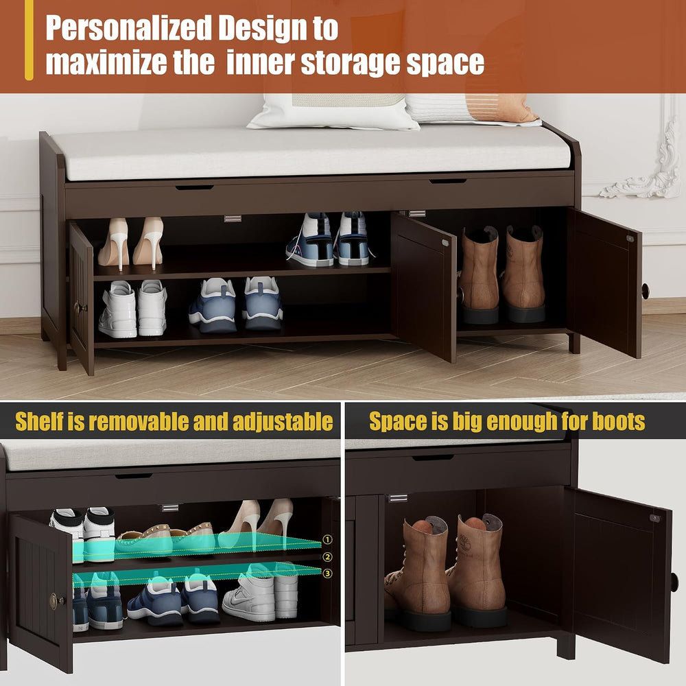 HOMEFORT 41.3" Shoe Bench with Lift Top Storage, Entryway Bench with Cus...