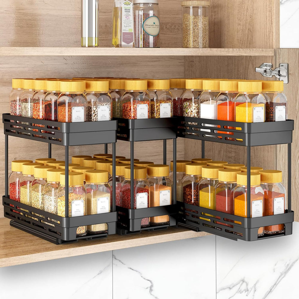 Pull Out Spice Rack Organizer for Cabinet, 3 Packs Slide Out Spice Racks Orga...
