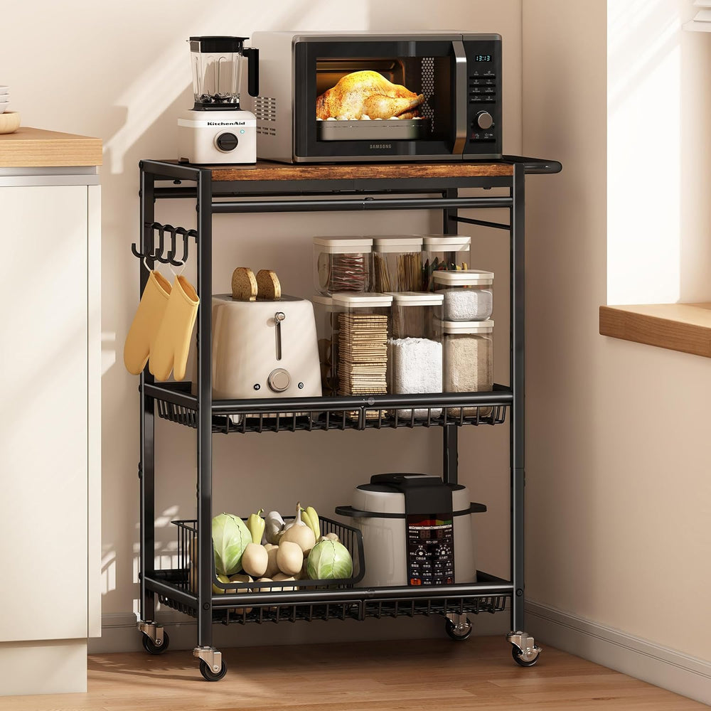 Microwave Kitchen Rolling Cart, 35.43" H Microwave Table Stand with Lock...