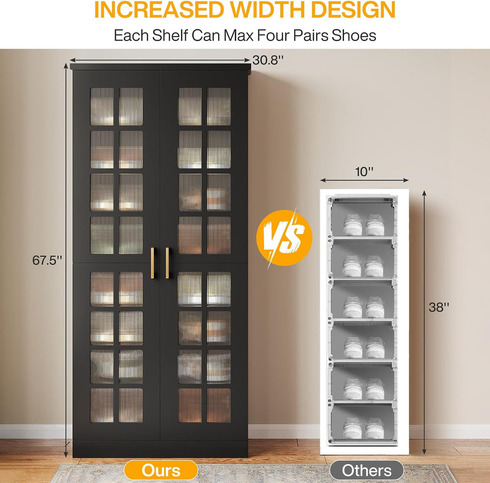 Tribesigns Tall Shoe Cabinet with Doors, 8-Tier Modern Shoe Storage Cabinet