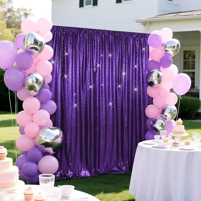SquarePie Sequin Backdrop Less Transparent Background Sparkly Curtain for Wed...