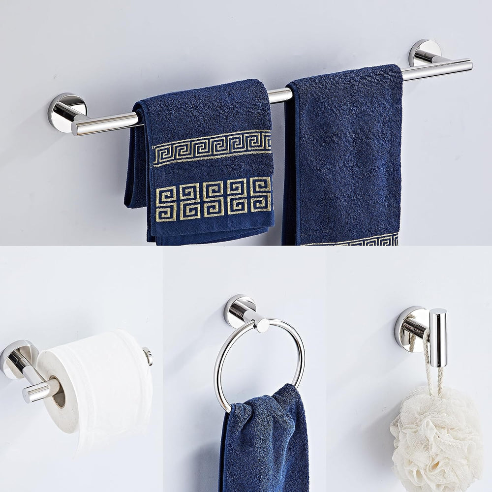 Chrome Bathroom Hardware Set 5 Piece with Towel Racks for Bathroom, SUS304 St...
