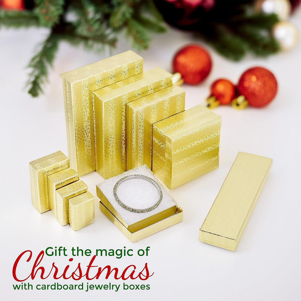 TheDisplayGuys 100 Cardboard Jewelry Gift Boxes with Inserts - Gold Foil