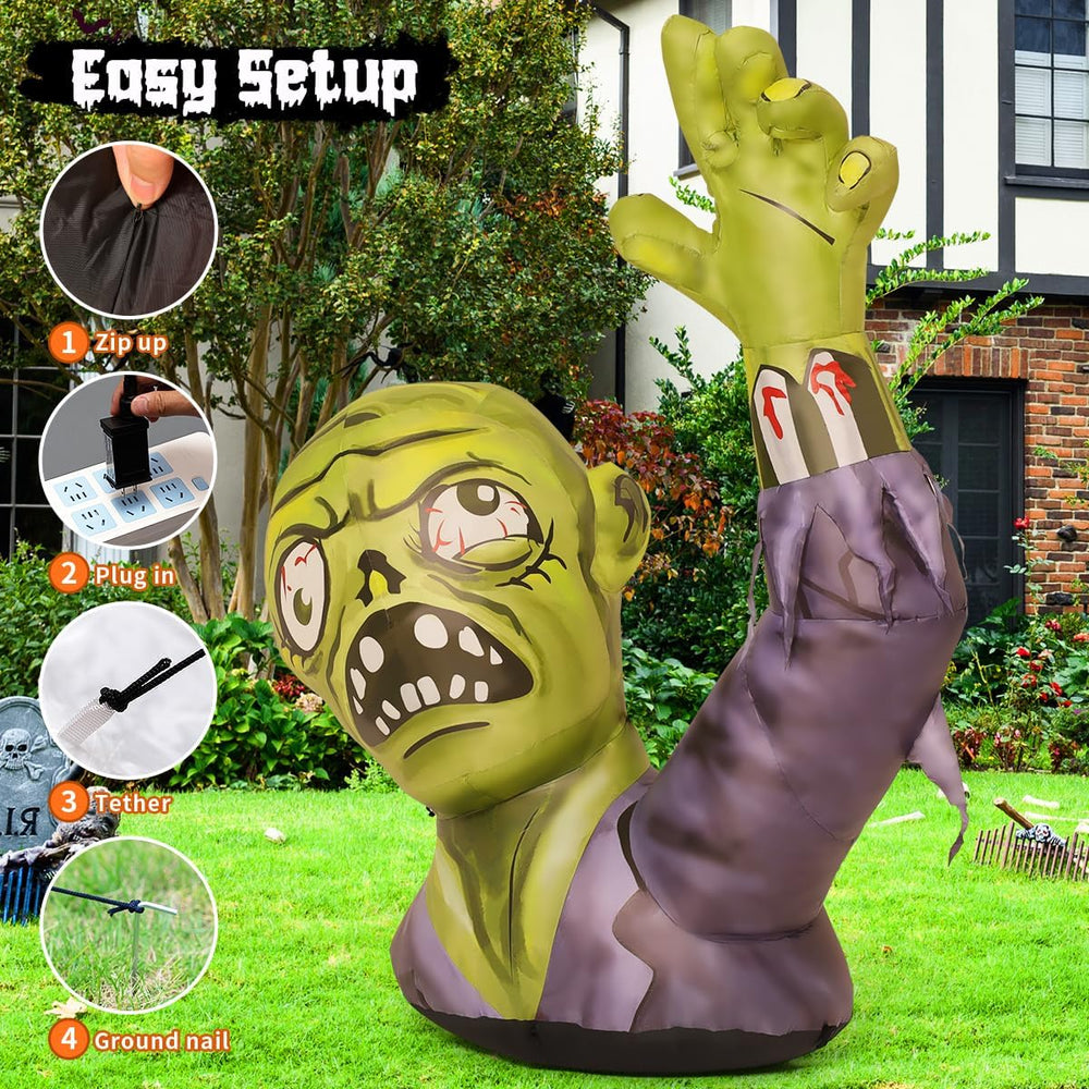 GOOSH 5.2 FT Halloween Inflatables Zombies Outdoor Decorations Blow Up Yard T...