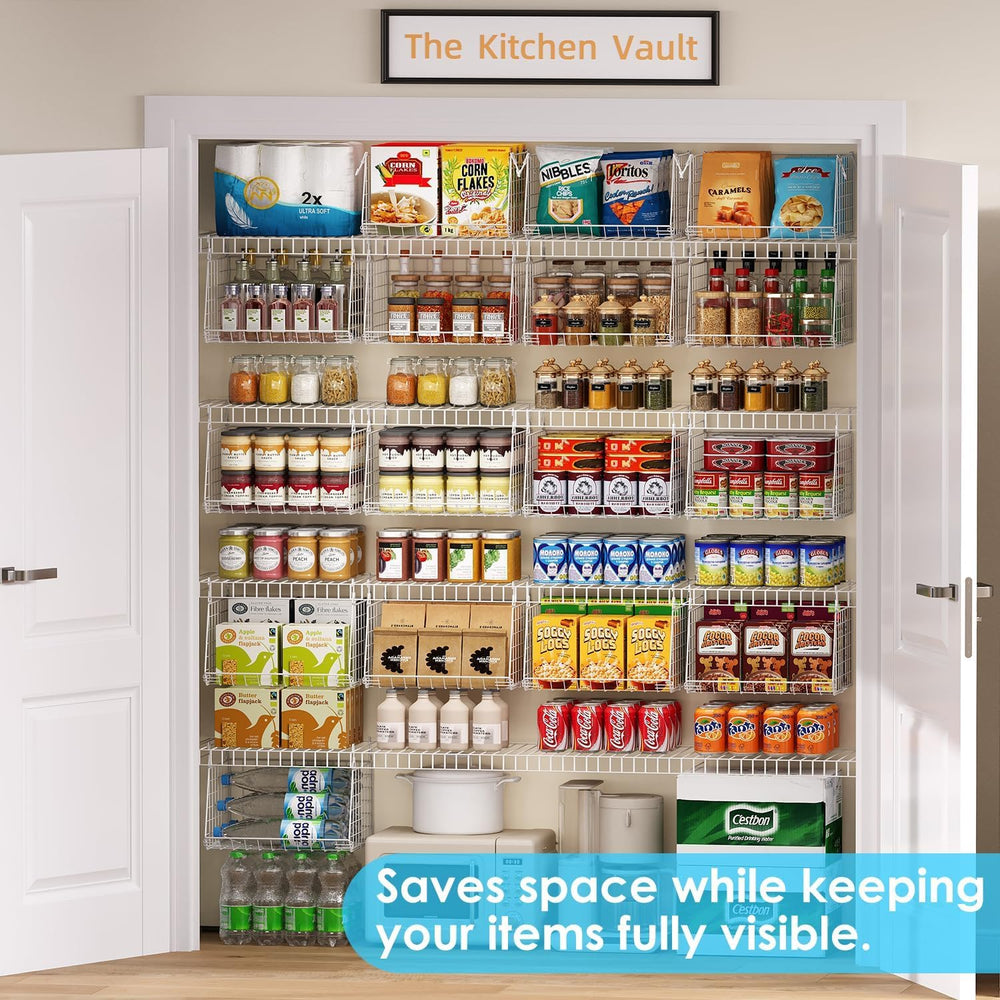 3-Pack Under Shelf Hanging Baskets Space-Saving Pantry Shelf Organizer