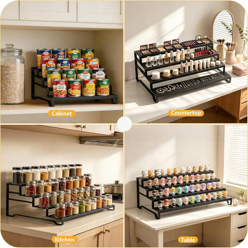 Expandable Can Organizer for Pantry, 4 Tier Metal Canned Food Storage