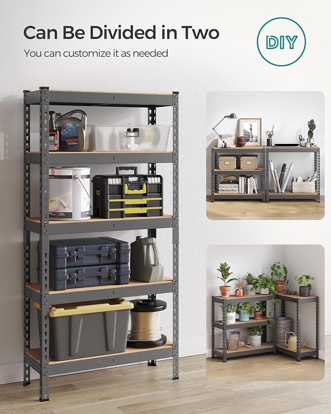 SONGMICS 5-Tier Storage Shelves, Load 2310 lb, Boltless Assembly, Adjustable ...