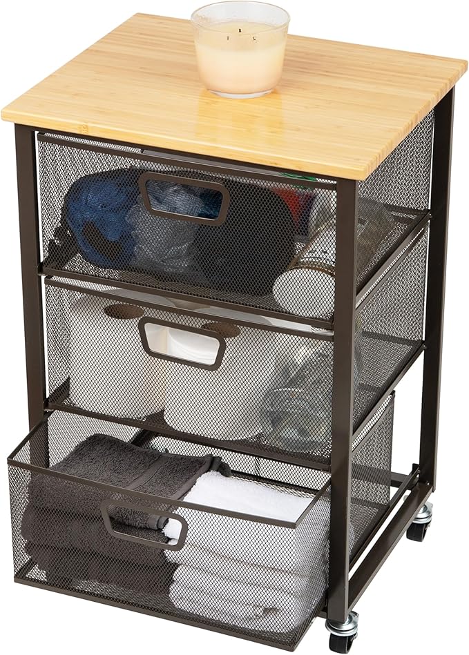 Mind Reader 3-Drawer Rolling Storage Cart, Office Organizer