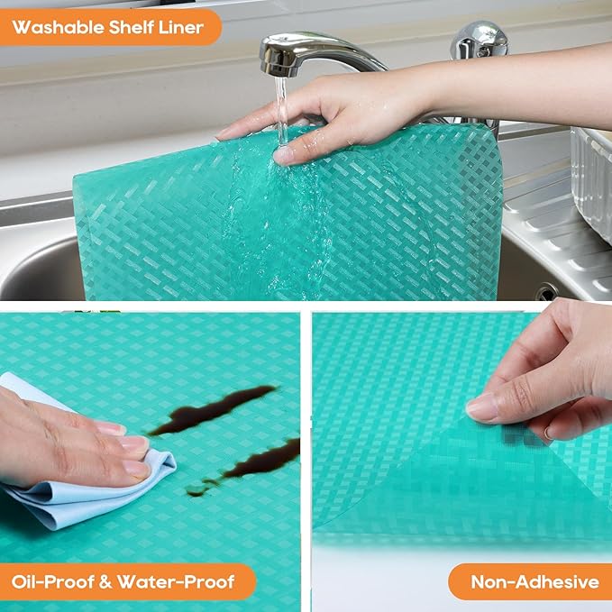 Blue Shelf Liners for Kitchen Cabinets Refrigerator Liners Waterproof &
