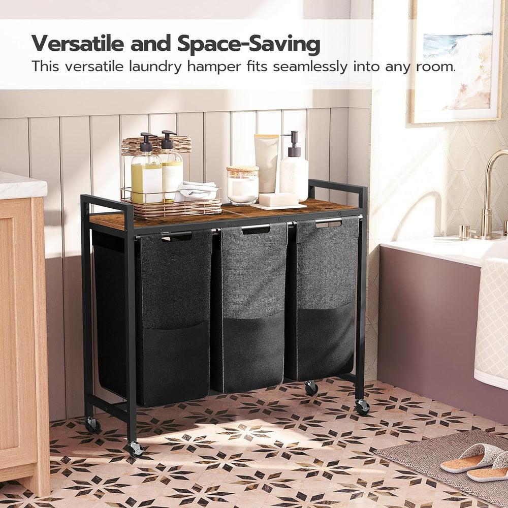 HOOBRO Laundry Sorter 3 Section, Laundry Hamper with Wheels, 3 × 11.5 Gal (43...