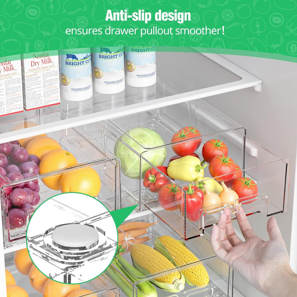 damynuo 2 Pack Fridge Drawer Organizer, Refrigerator Organizers and Storage