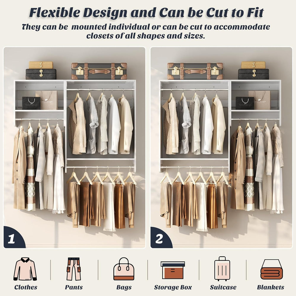 Unikito 36” - 60” Closet System, 5FT Walk in Closet Organizer Starter Kits wi...