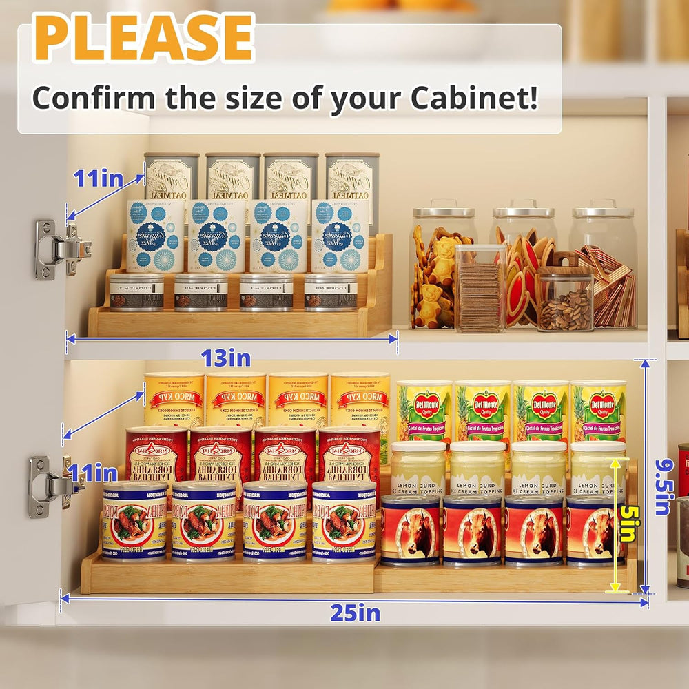 Expandable Bamboo Can Display Organizer for Pantry, 3-Tier Can Storage
