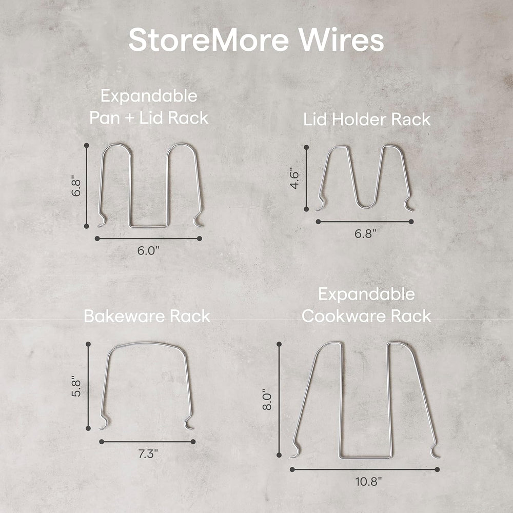 YouCopia StoreMore Cookware Rack with Tall Steel Wires, Adjustable Pan and Li...