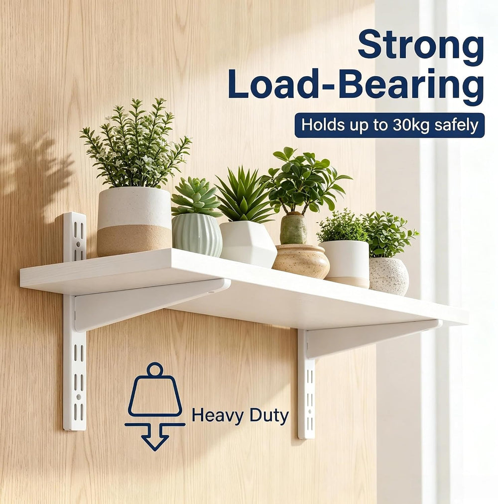 Laoha 20-Piece 11.5 Inch Adjustable Shelf Brackets,Set for Double Track Close...