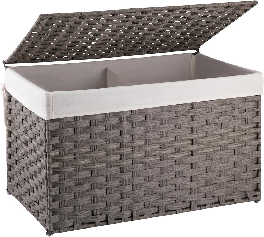 OIAHOMY Storage Basket with Lid, 27.7 Gallon (105L) Blanket Basket with Remov...