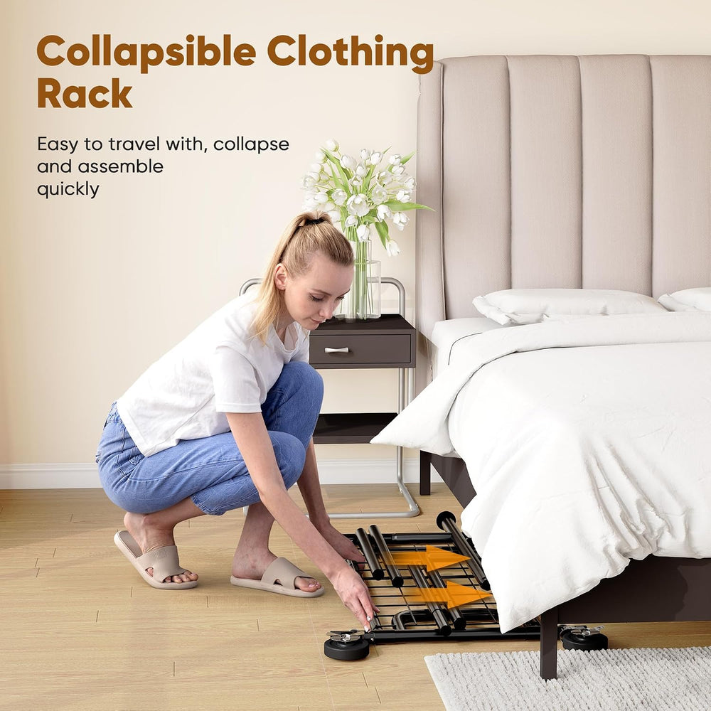 HOKEEPER Clothes Rack Collapsible Clothing Rack Capacity 525LBS Black