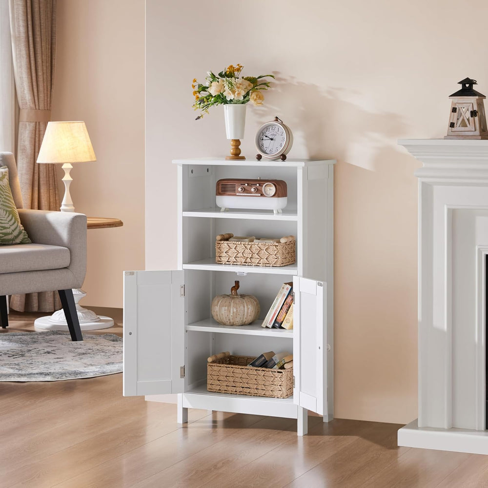 Yaheetech Bathroom Storage Cabinet with Shelves and Beadboard Doors, White