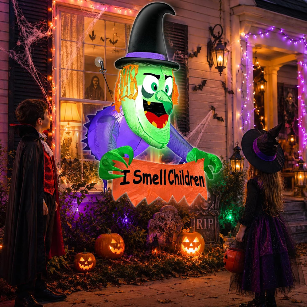 3.5 FT Halloween Inflatable Witch Broke Out from Window Blow Up