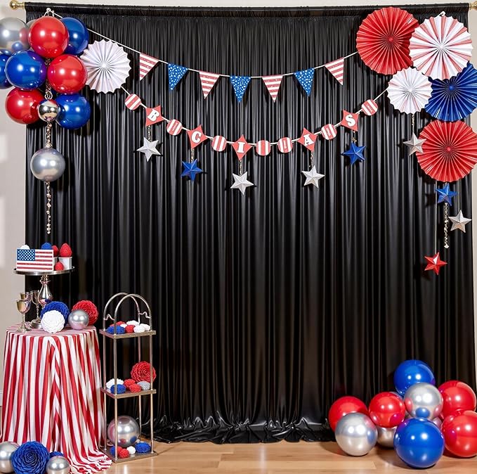 20ftx10ft Black Sequin Backdrop Curtain for Parties, Wrinkle Free Thick Glitt...