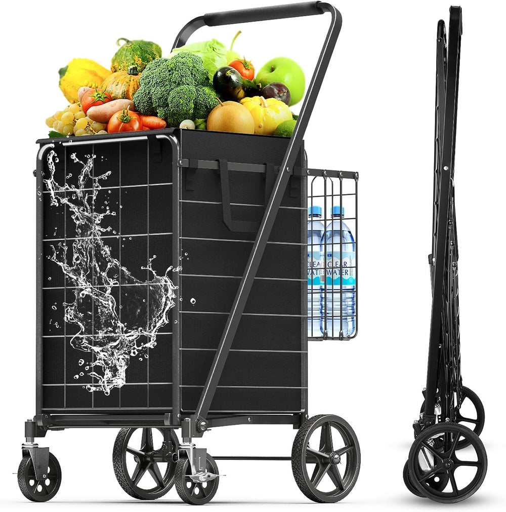 4.5 Cu Ft Folding Shopping Cart with 360° Braked Swivel Wheels