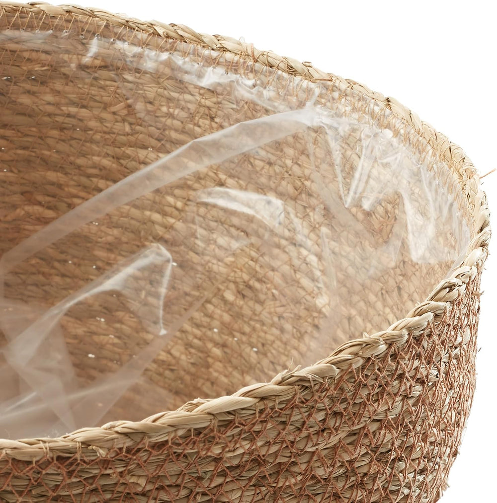 Casafield Set of 3 Seagrass Planter Baskets with Liners - Natural, Hand Woven...