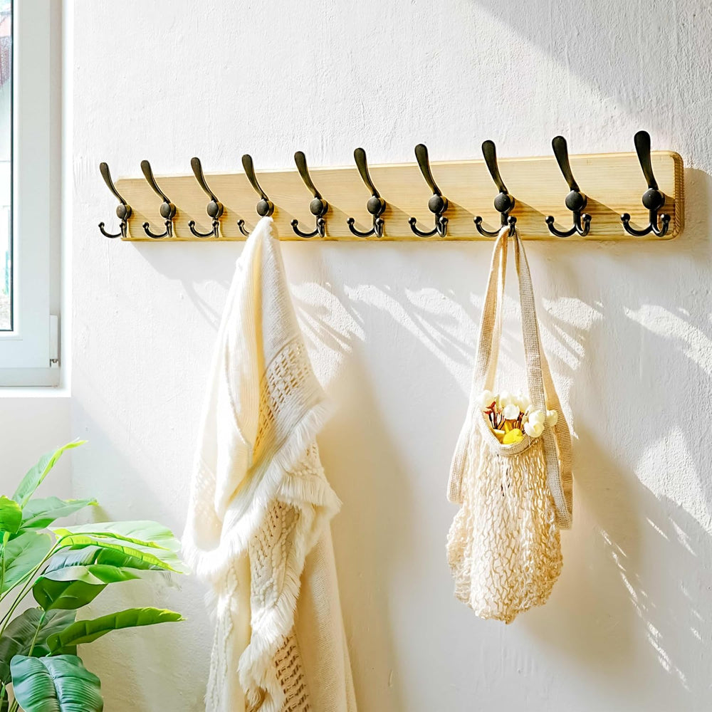 Dseap Coat Rack Wall - Heavy-Duty 38-1/4" Long, with Reinforced 10 Custo...