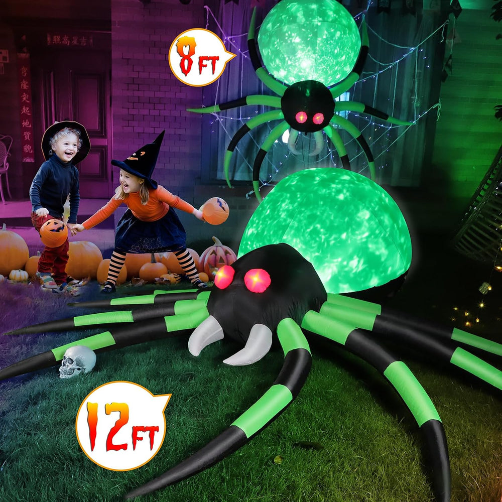 12 FT Halloween Inflatables Spider Outdoor Decorations, Giant Blow Up Spider ...