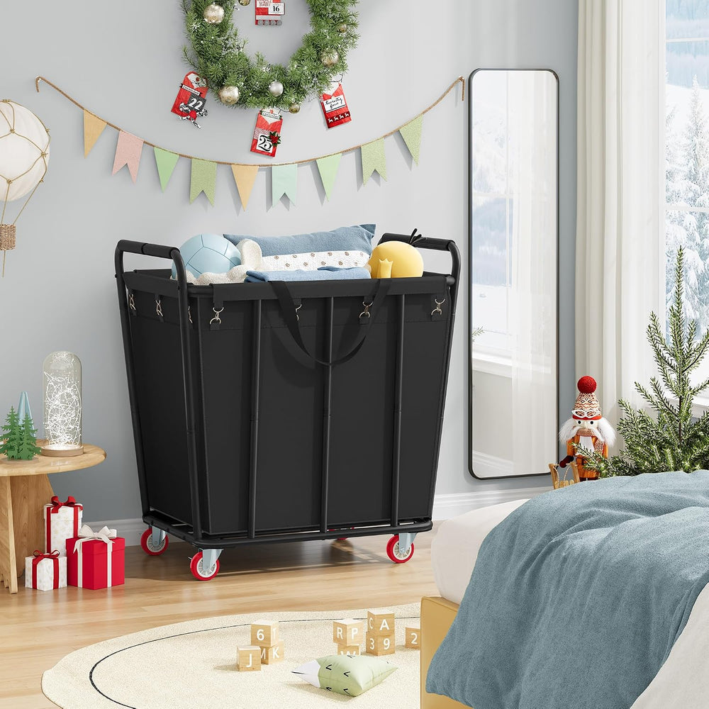 Hoctieon Large Laundry Cart with Wheels, 400L Heavy Duty Laundry Basket Organ...