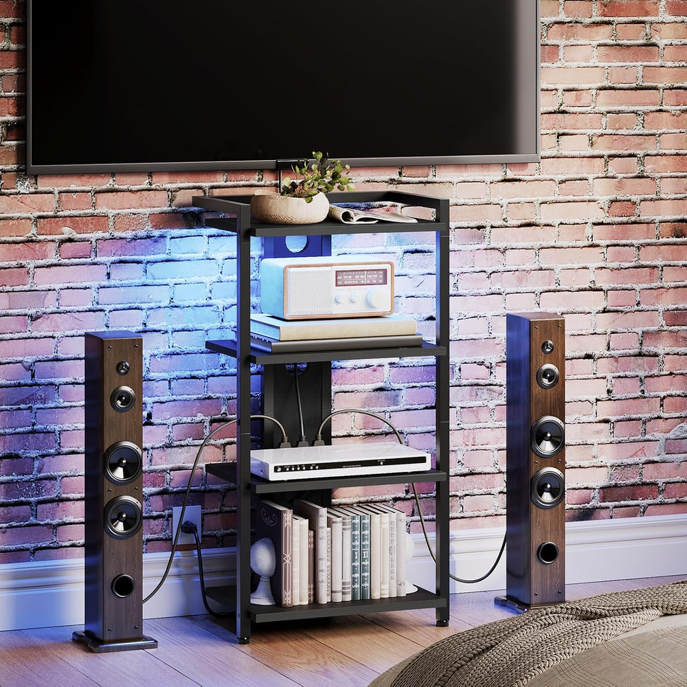HOOBRO Game Console Shelf, 4-Tier Video Gaming Consoles Stand with Outlet &am...