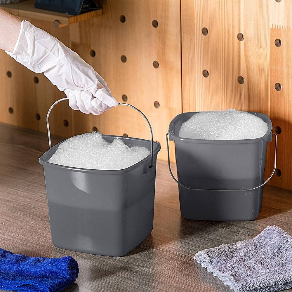 Zhehao 6 Pcs 3 Quart Small Sanitizer Cleaning Bucket, Gray