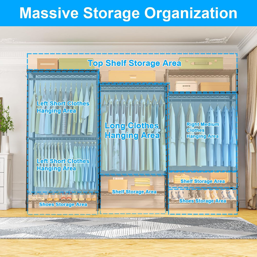 Ulif E13 Pro Heavy Duty Clothes Rack（With 4 Hanger Rods & 8 Shelves） Free...