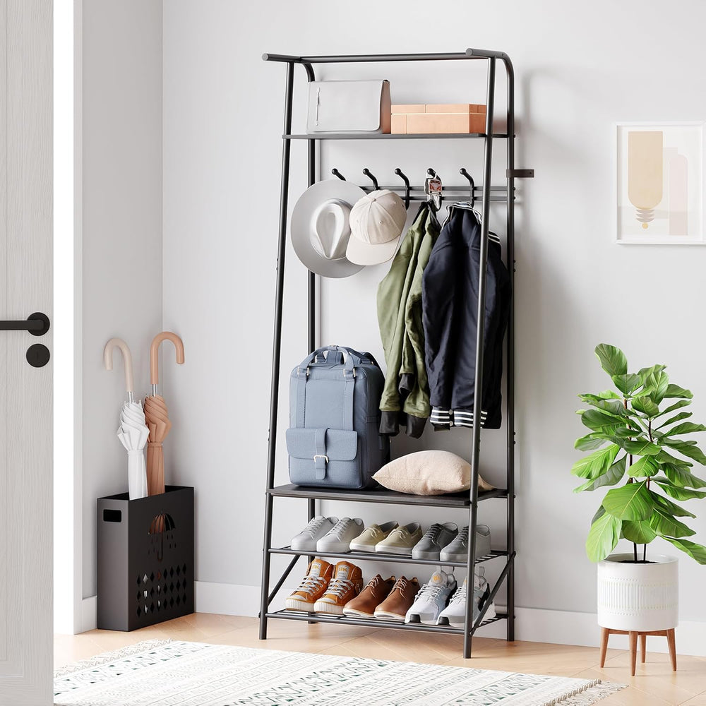 Takywep Entryway Hall Tree with Bench and Shoe Storage, 5-Hook Coat Rack with...