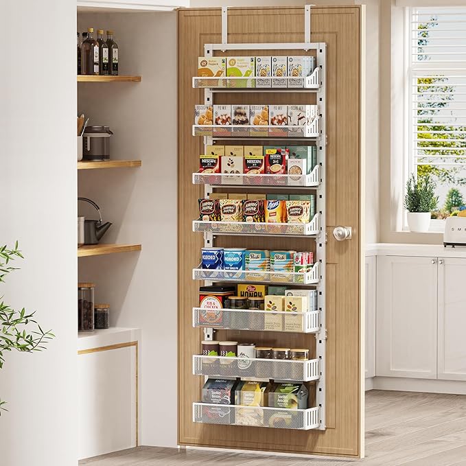 Over the Door Pantry Organizer 8-Tier, Large Metal Door Spice Rack