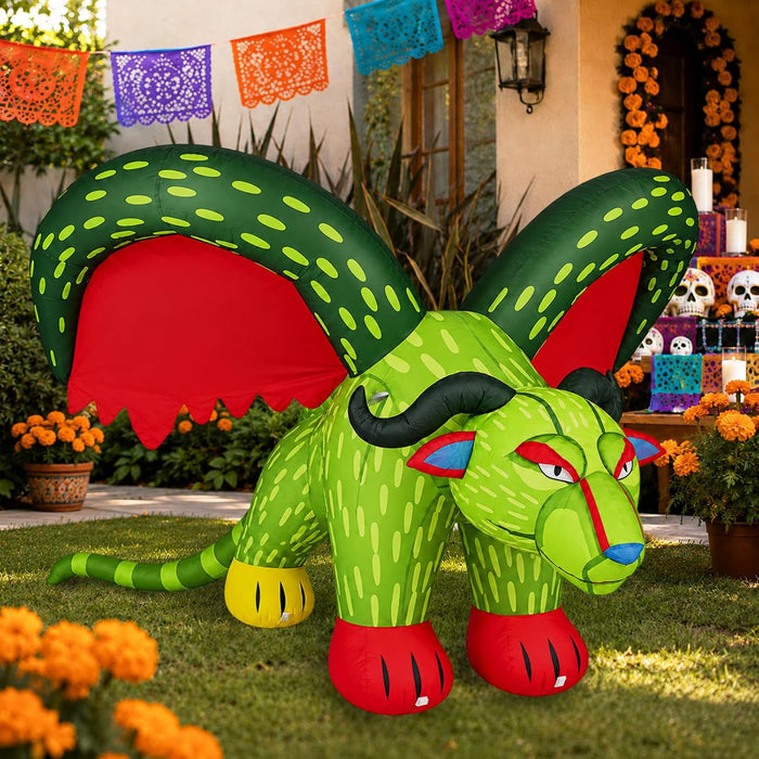 6FT Inflatable Leopard Halloween Decorations, Day of the Dead Inflatable Animal Yard Decor, Dia de Los Muertos Decorations Outdoor, Colorful Blow Up Lawn Decoration for Halloween Party
