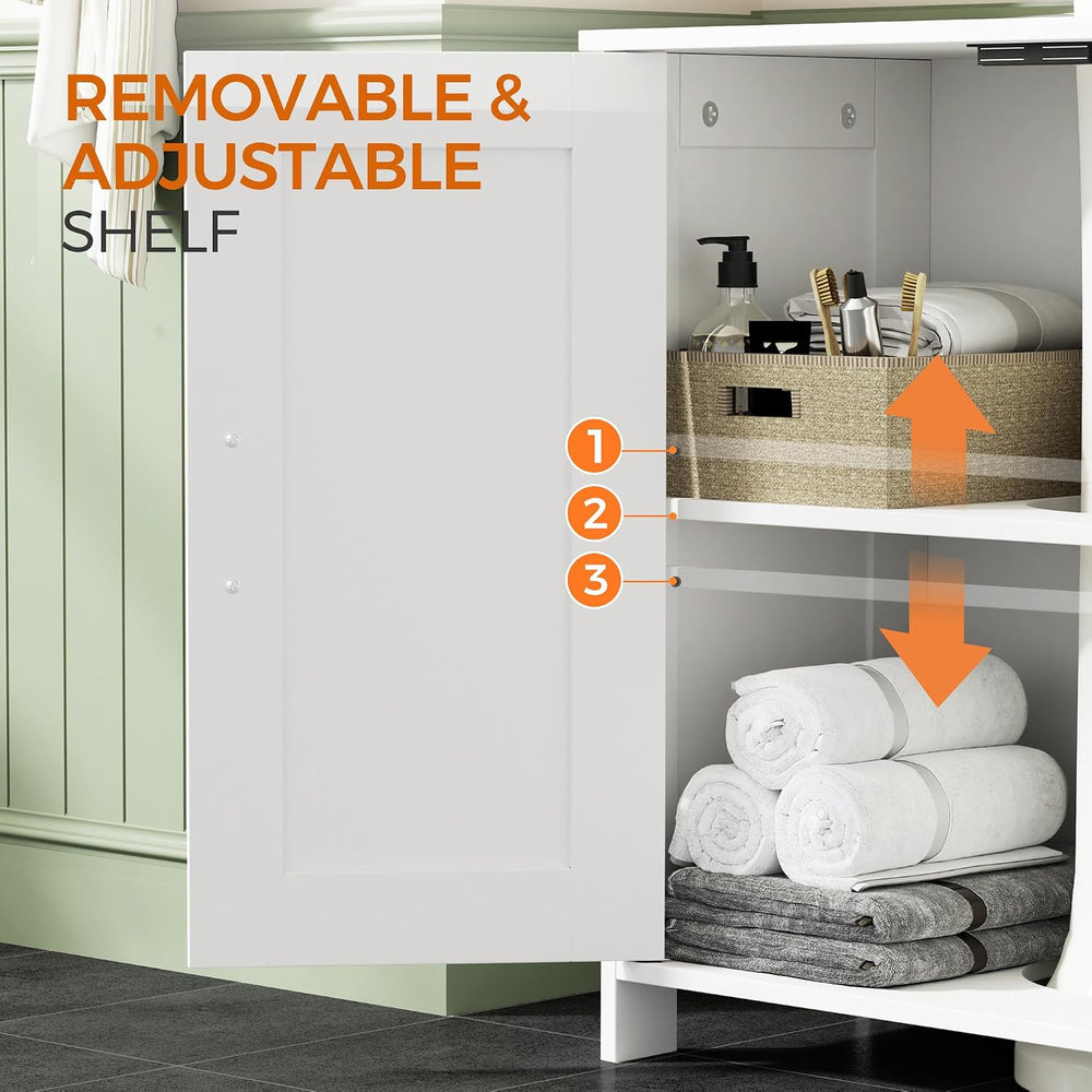 23.6" W Farmhouse Pedestal Sink Storage Cabinet with Adjustable Shelf